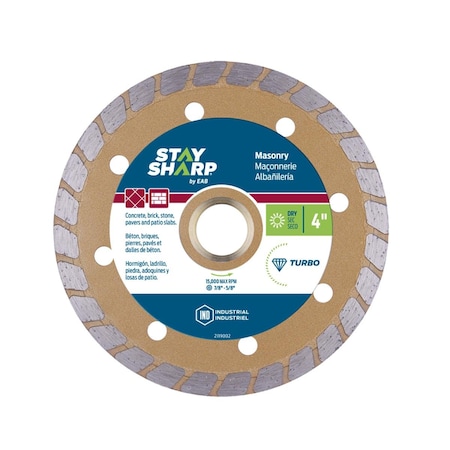 Muebles Para El Hogar 4 in. Turbo Rim Concrete Gold Industrial Diamond Blade - Recyclable MU3357624